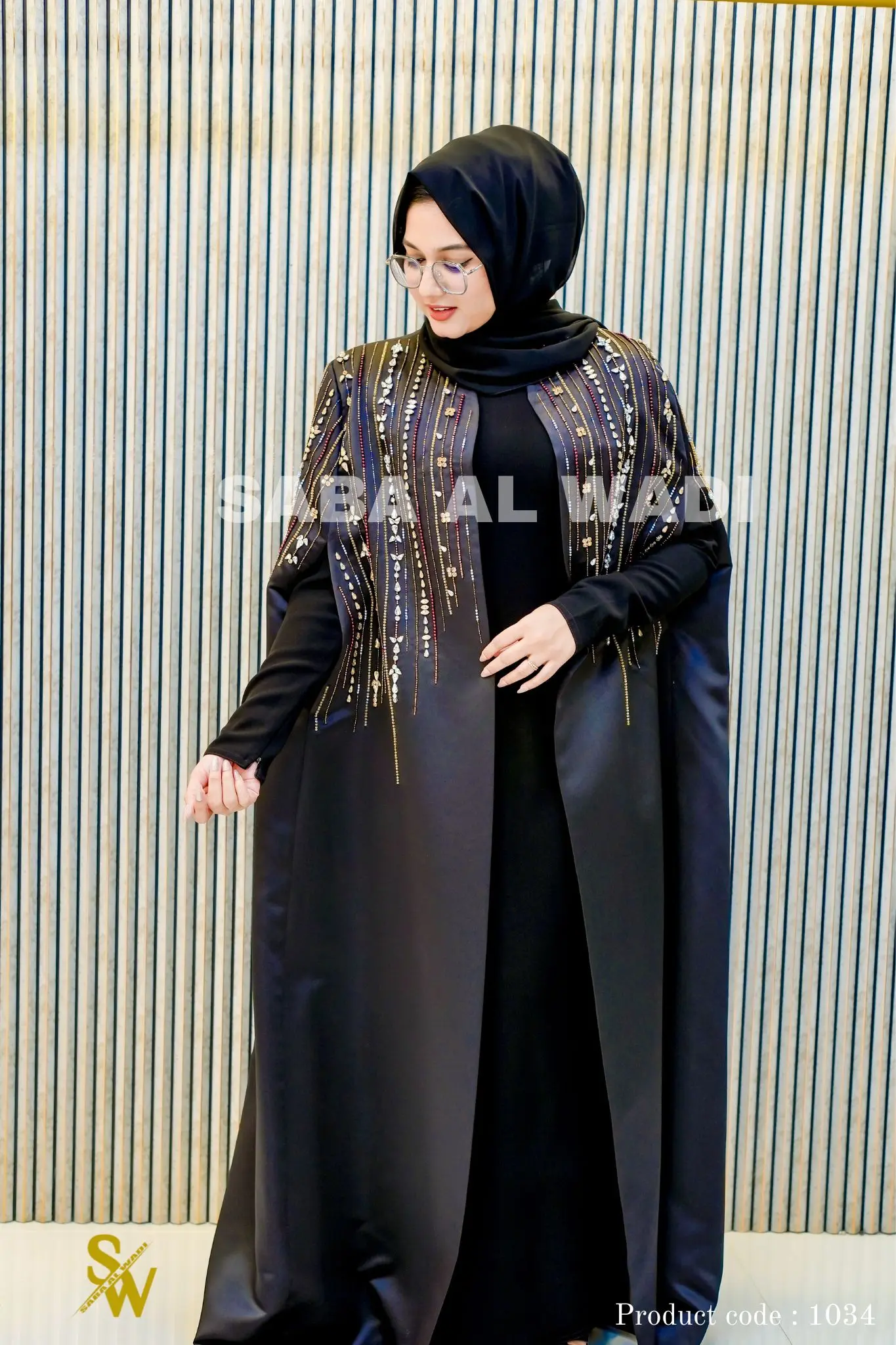 Elegance Redefined: Mono Luxe Cape Abaya at Abuhail best abaya collection image 2